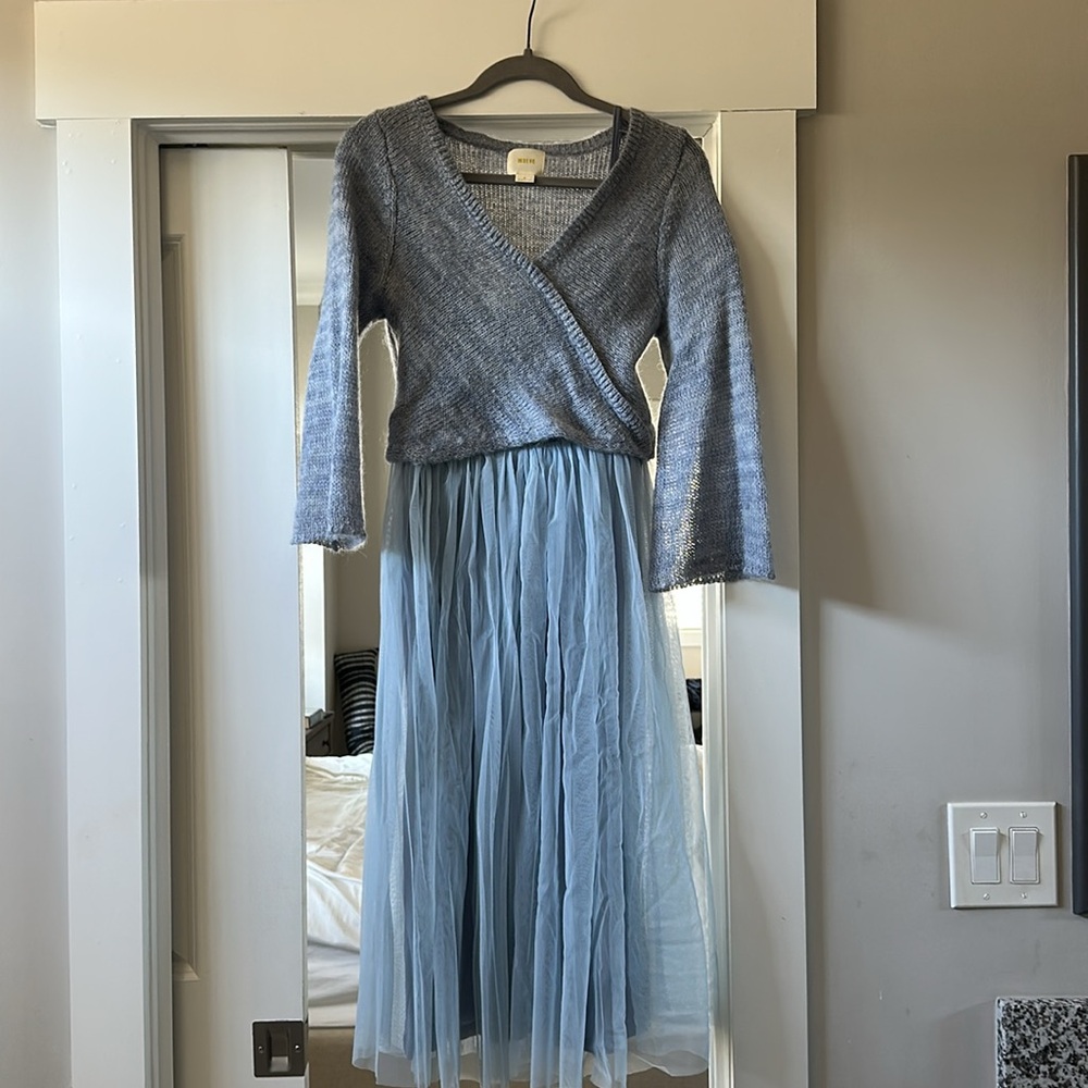 Maeve Layered Arabesque Dress Blue Size Medium